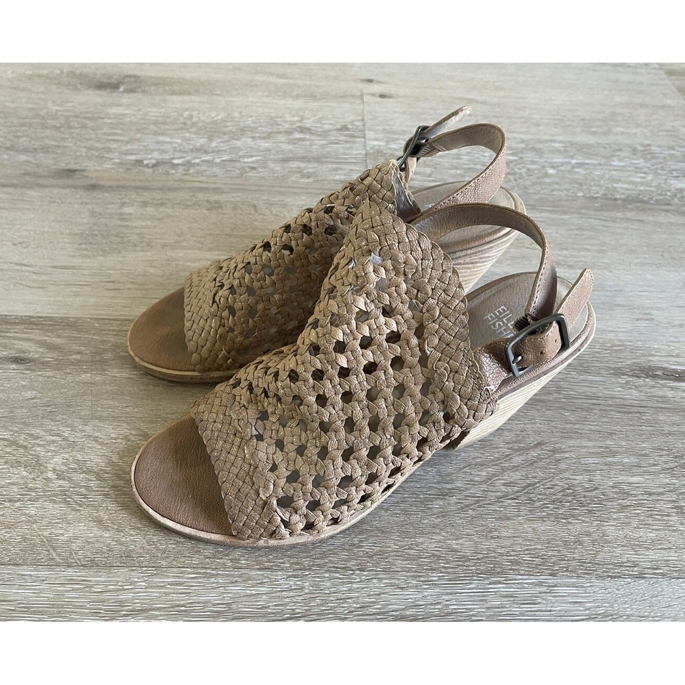 Eileen Fisher Rory Woven Leather Sandal Natural Taupe Color Euro 38 US Size 7 - Picture 2 of 8